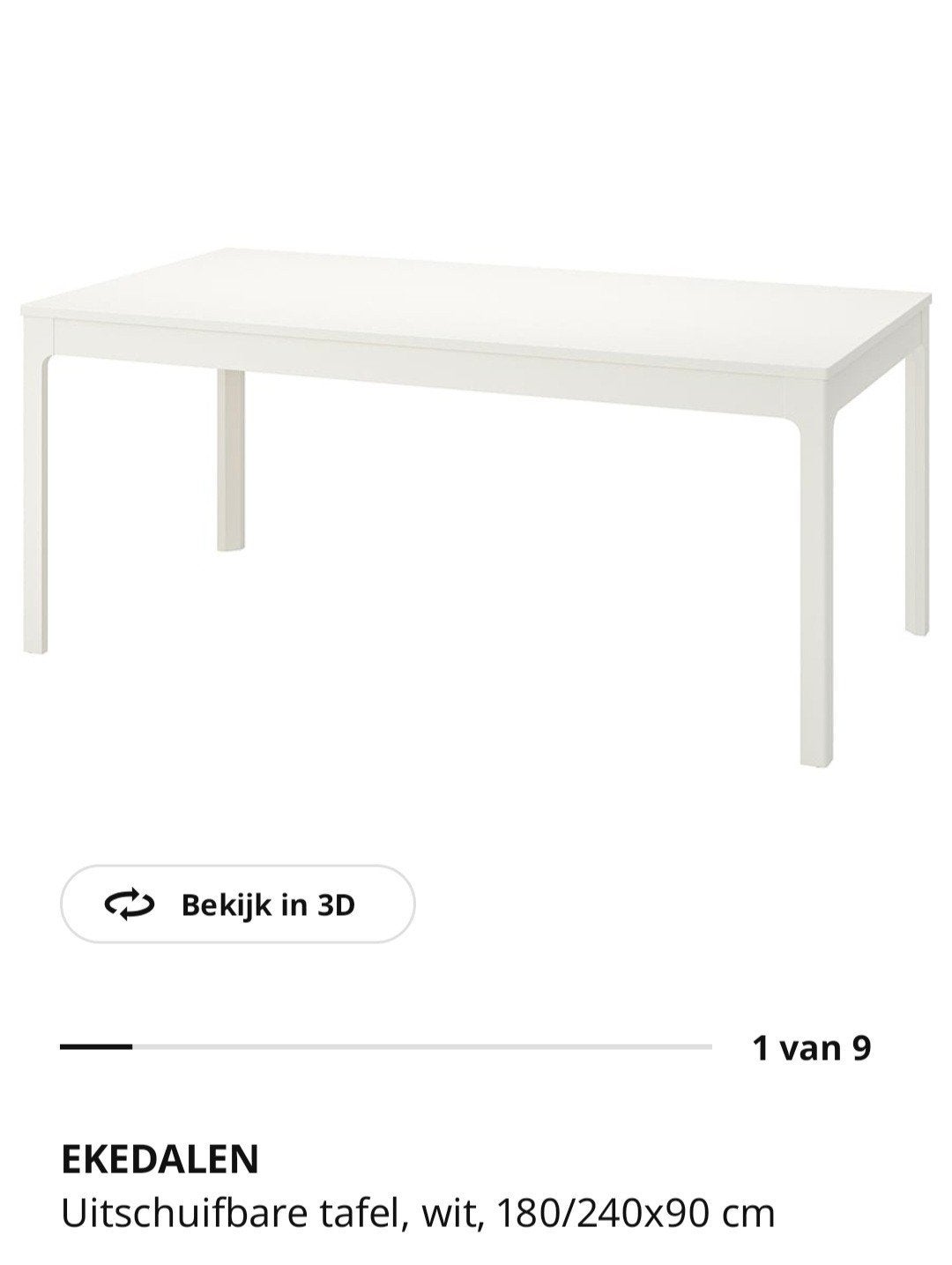 Gratis af te halen uitschuifbare eettafel Ekedalen Ikea wit, Huis en Inrichting, Tafels | Sidetables, Ophalen, Gebruikt, 200 cm of meer