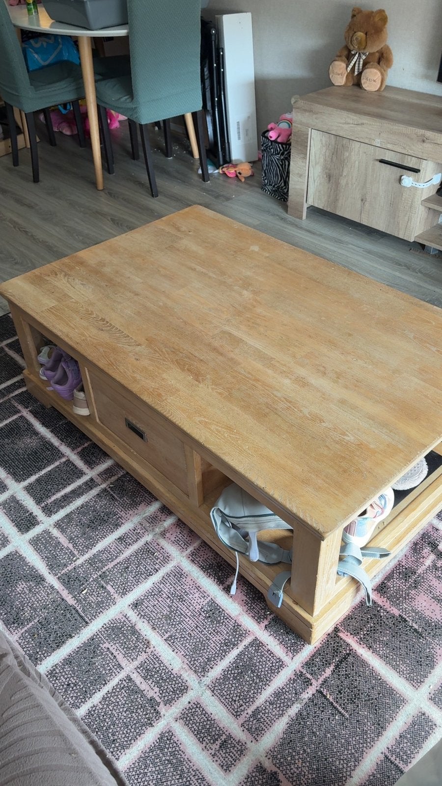Salontafel met lade, Ophalen, Gebruikt, 100 tot 150 cm, 50 tot 100 cm