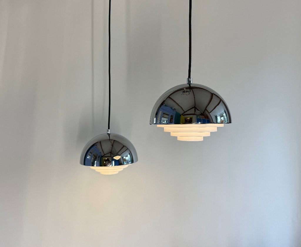 Vintage Deense hanglamp type “Milieu” van Jo Hammerborg, Ophalen of Verzenden, Gebruikt, Metaal