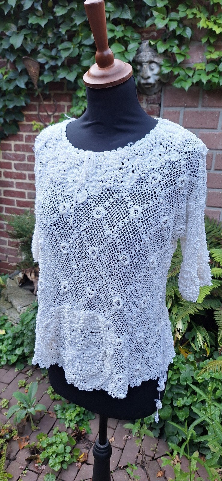 vintage Iers kant topje #Irish crochet, Antiek en Kunst, Ophalen of Verzenden, Dames