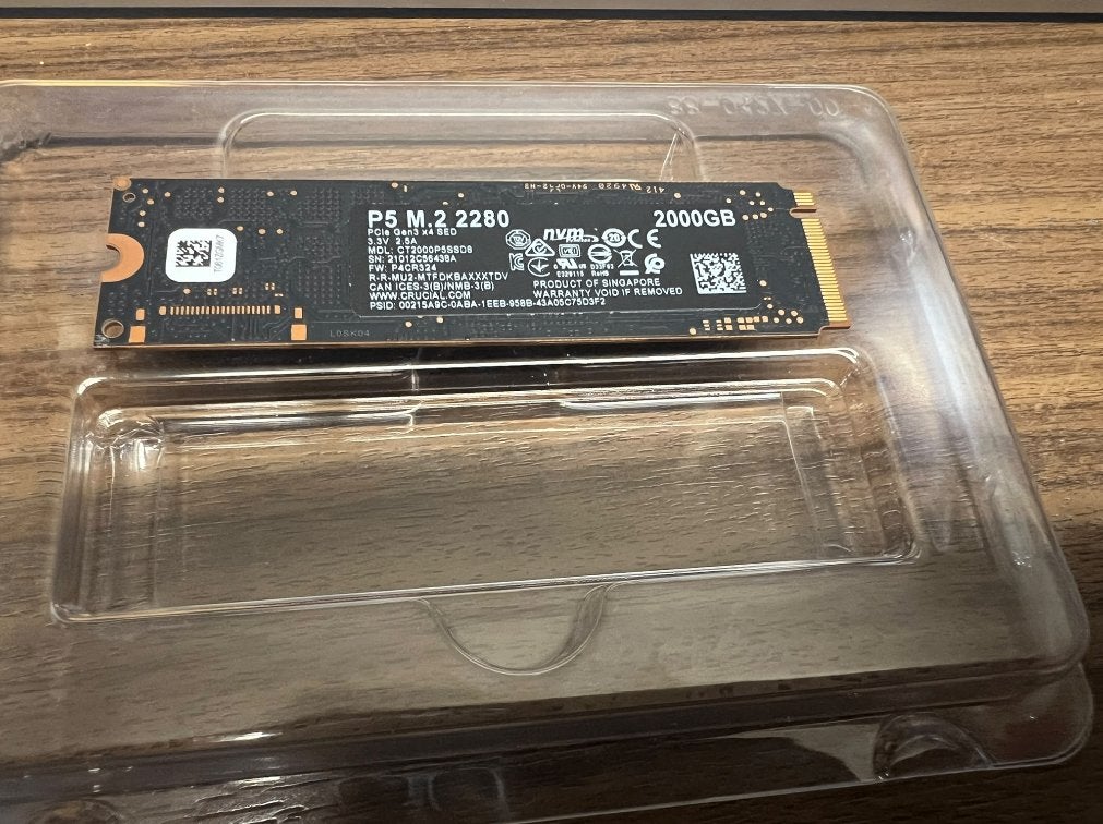 Crucial P5 M.2 NVMe SSD – 2 TB, SSD, Ophalen of Verzenden, Zo goed als nieuw, Crucial