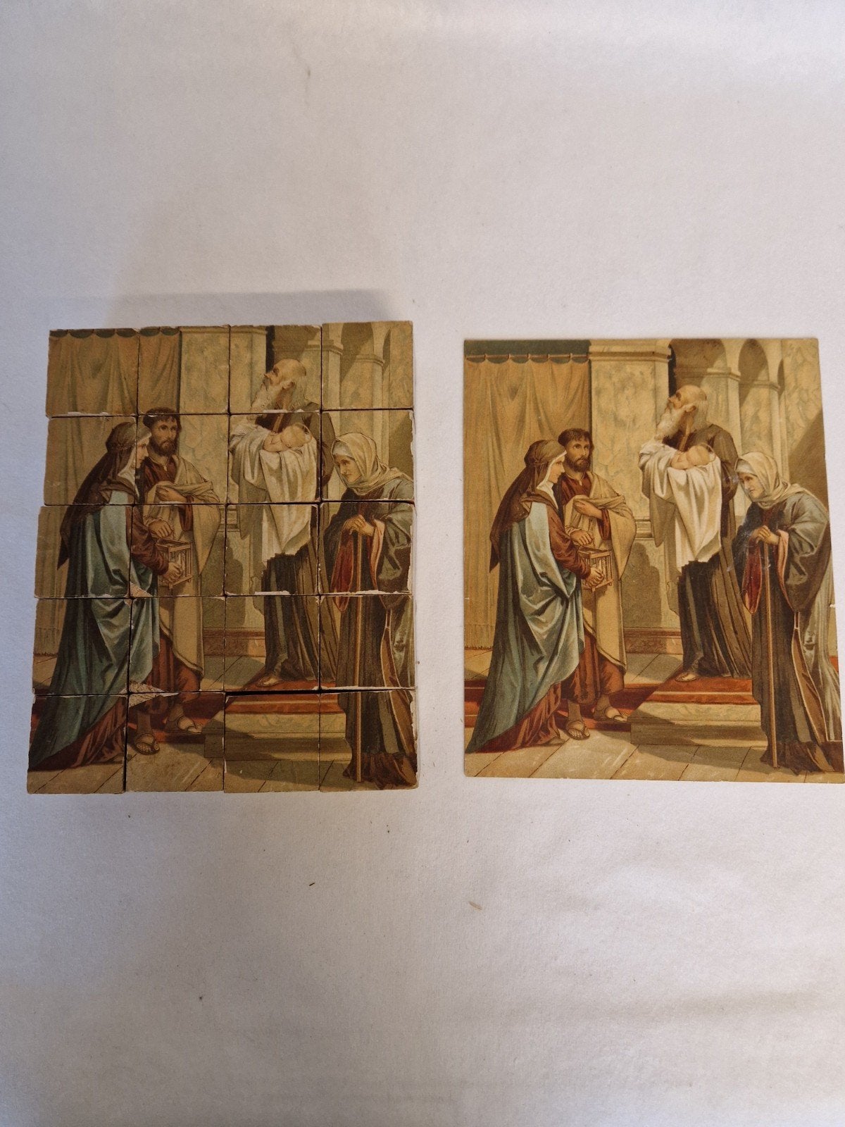 antieke blokpuzzel geboorte van Jesus, Ophalen of Verzenden