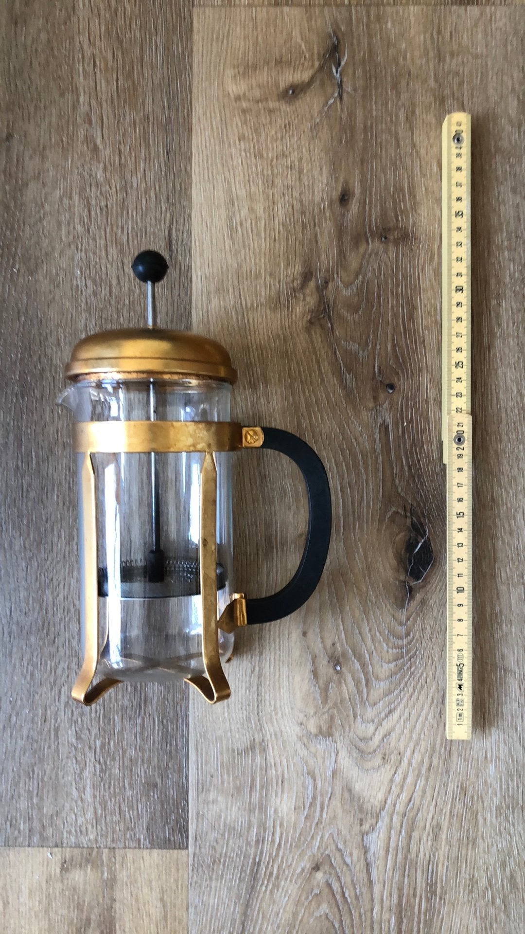 Cafetière, goudkleurig, groot formaat, 4 kopjes., Overige merken, Overige typen, Ophalen of Verzenden, Overige stijlen