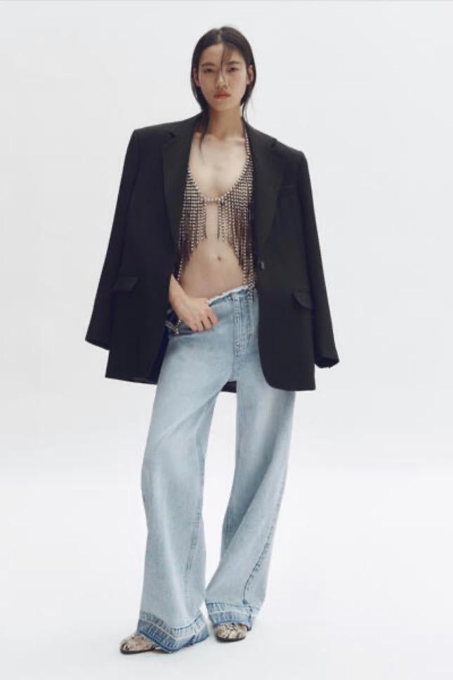 Stella McCartney jeans maat 50 met strass details, Ophalen of Verzenden, Zo goed als nieuw, Blauw, Overige jeansmaten