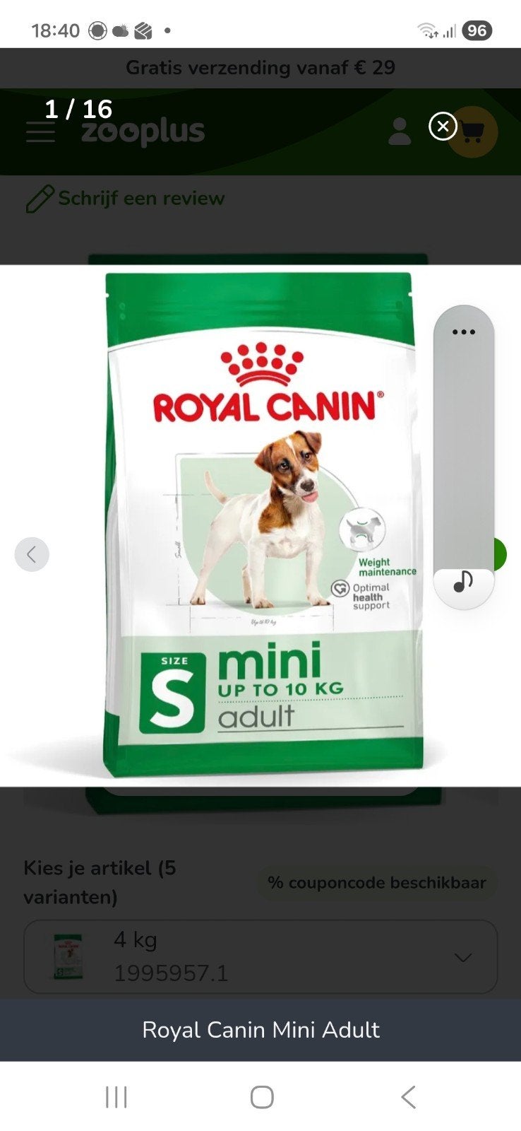 ROYAL CANIN MINI ADULT  2 X 8 KG NIEUW, Ophalen, Hond
