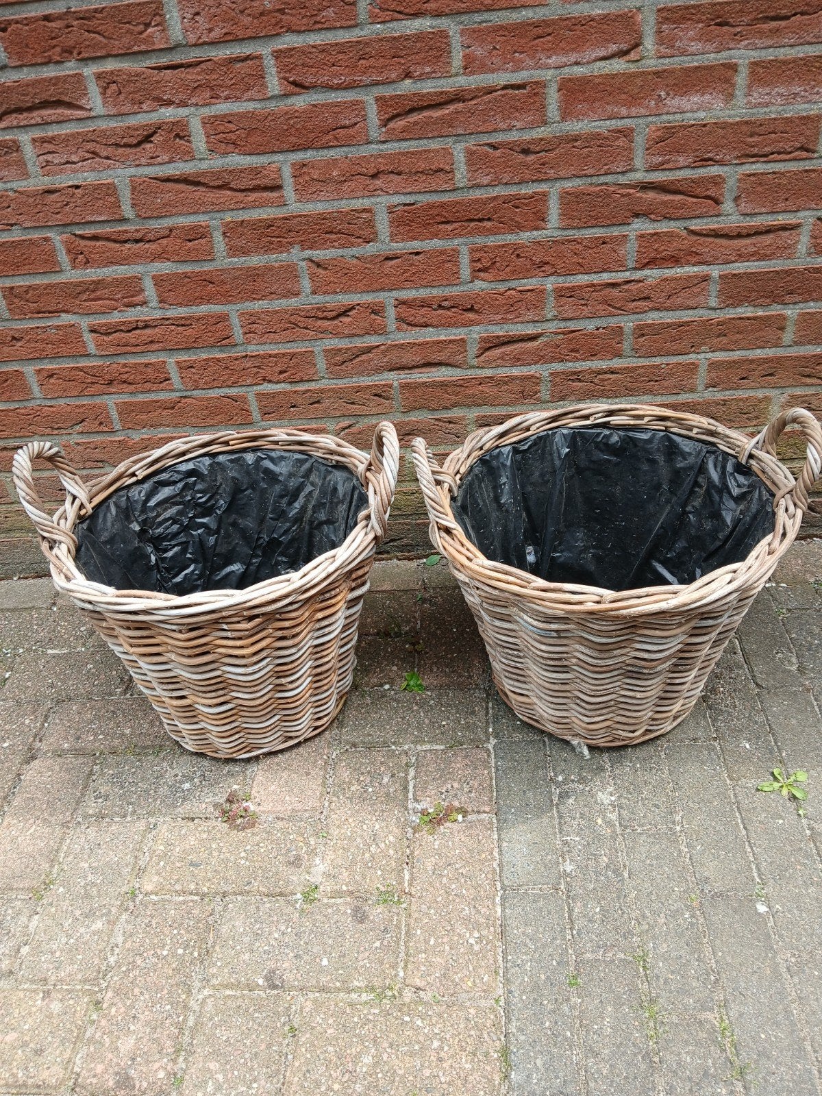 2 aardappelmanden/plantenmand., Tuin en Terras, Bloembakken en Plantenbakken, Ophalen, Overige materialen, Gebruikt, Rond