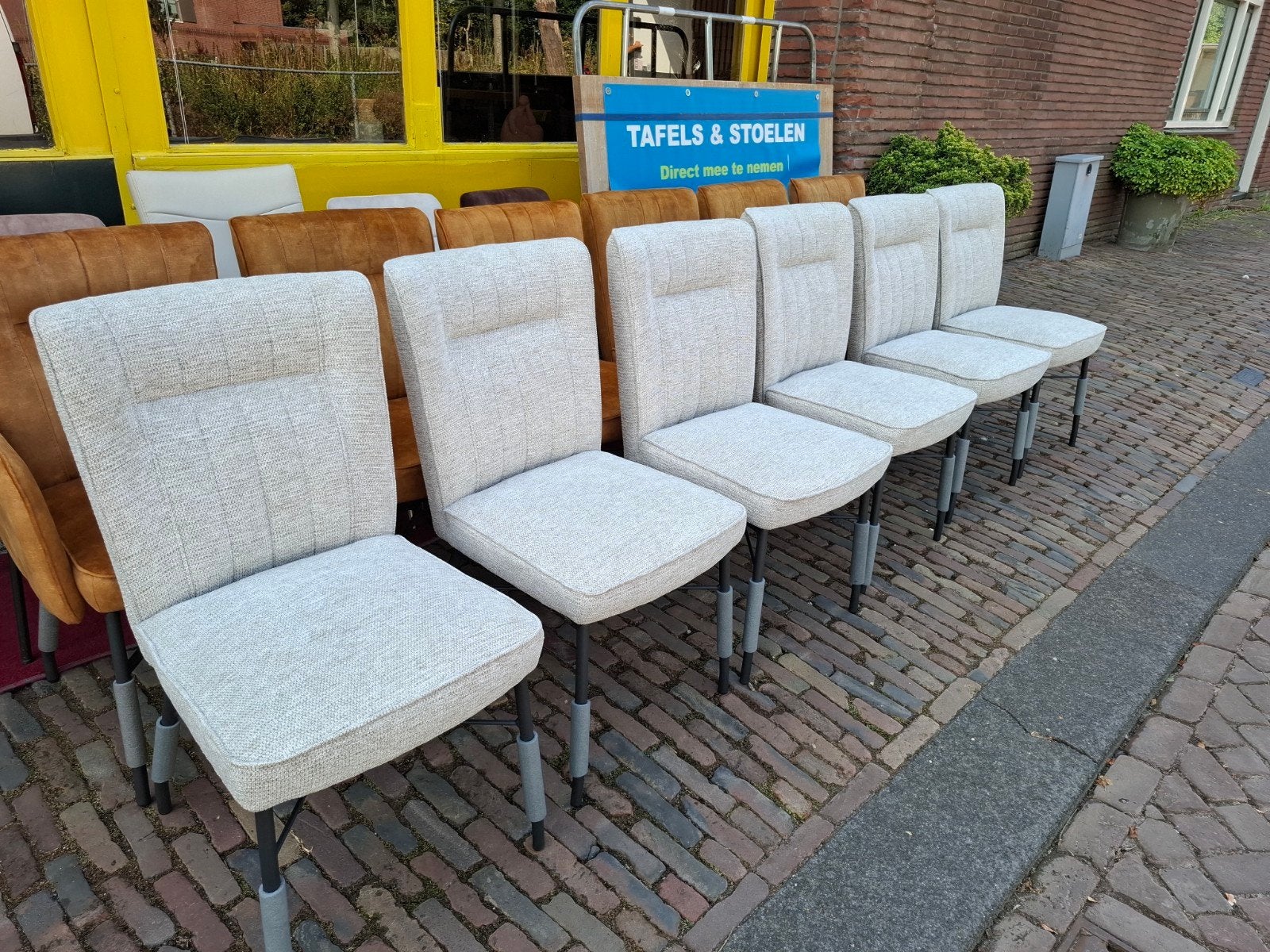 6 Nieuwe stoelen, Olvi, H&H, kleur creme met pocketvering, Ophalen, Wit, Nieuw, Stof