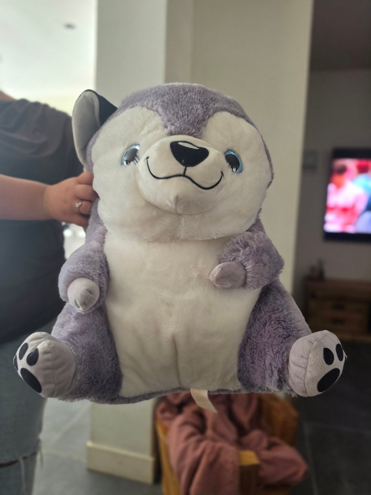 Grote knuffel husky - kniehoogte, Ophalen, Gebruikt, Grijs, Hond