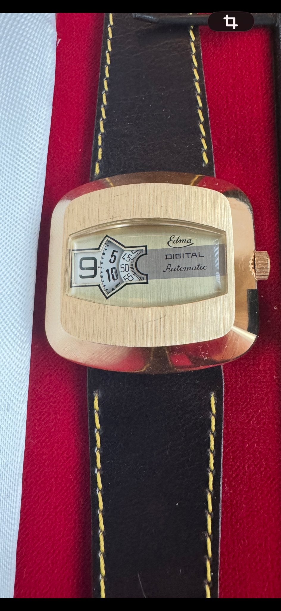 Vintage Edma Digital Automatic jump hour-uurwerk horloge, Overige merken, Overige materialen, Met bandje, Polshorloge