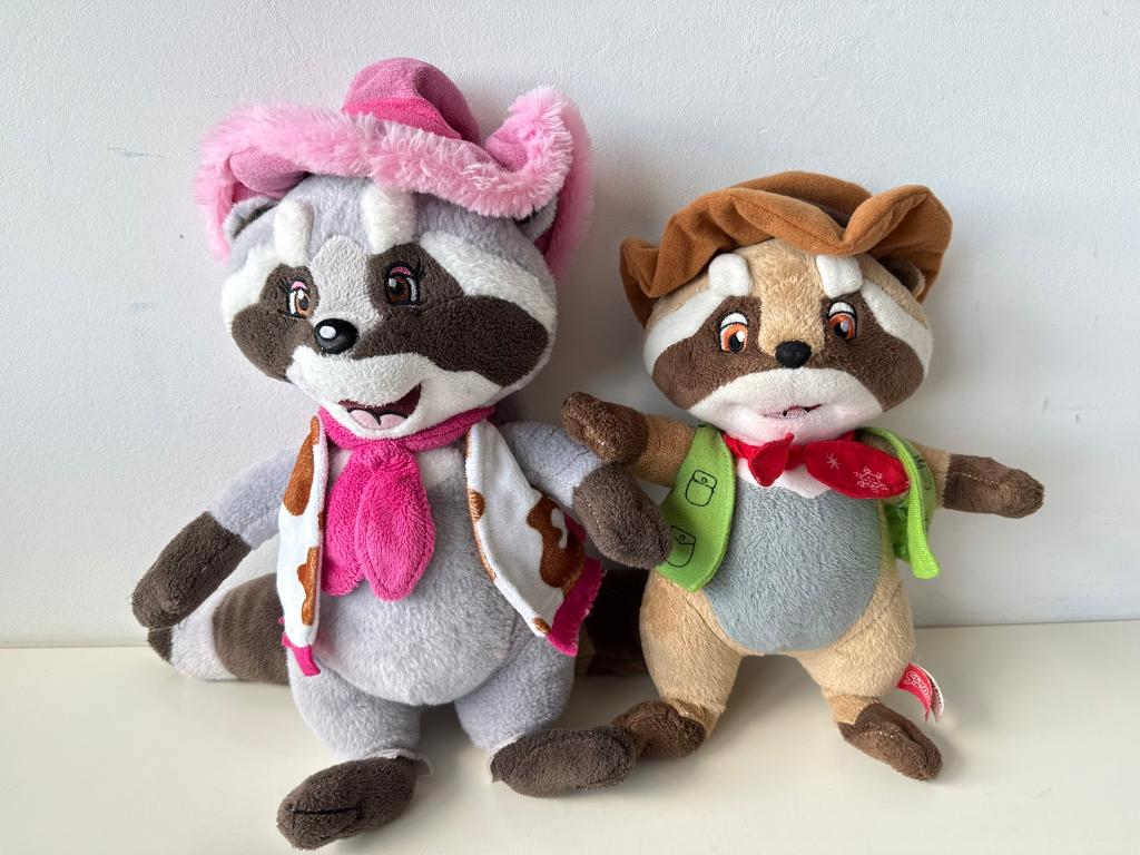 Knuffel wasbeer Rosie 35 cm & Randy 30 cm / Slagharen, Overige merken, Overige karakters, Beer, Ophalen of Verzenden