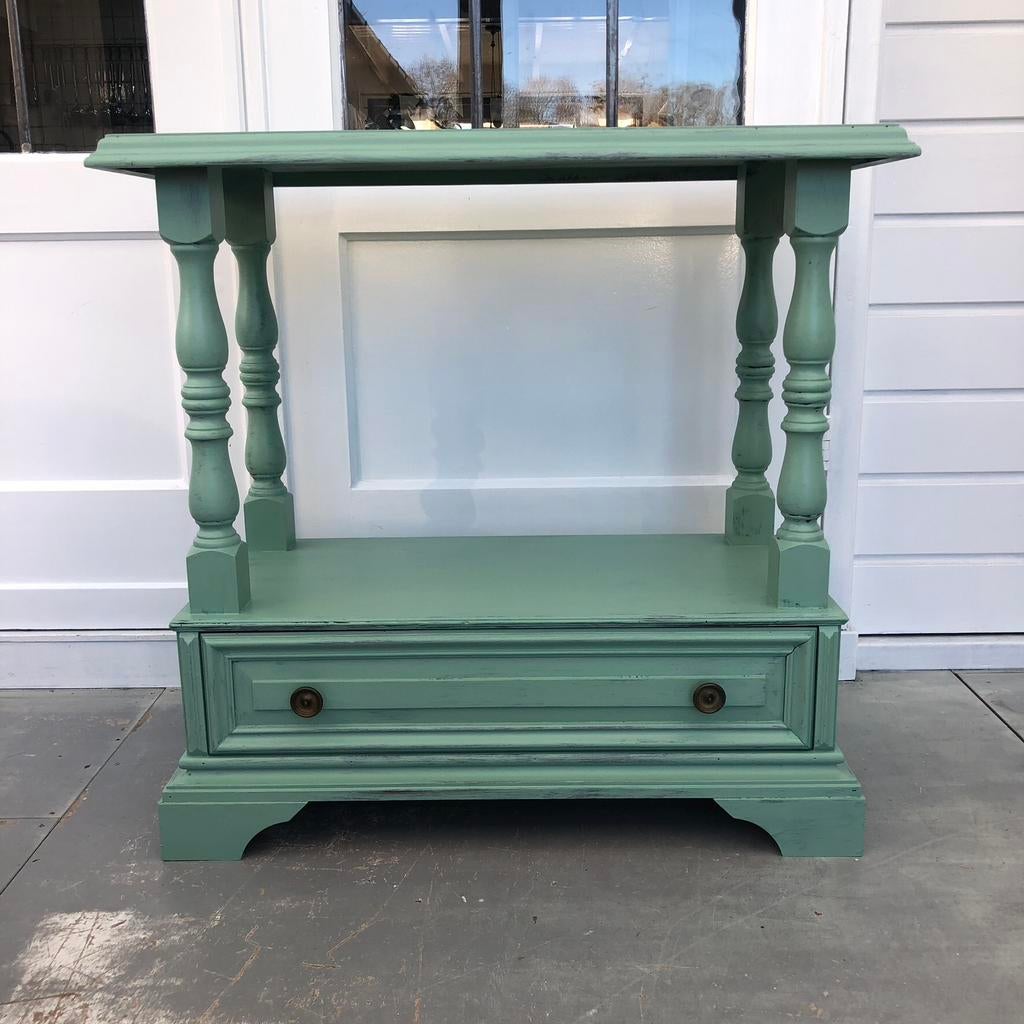 brocant vintage kastje halkastje commode sidetable met la, Ophalen