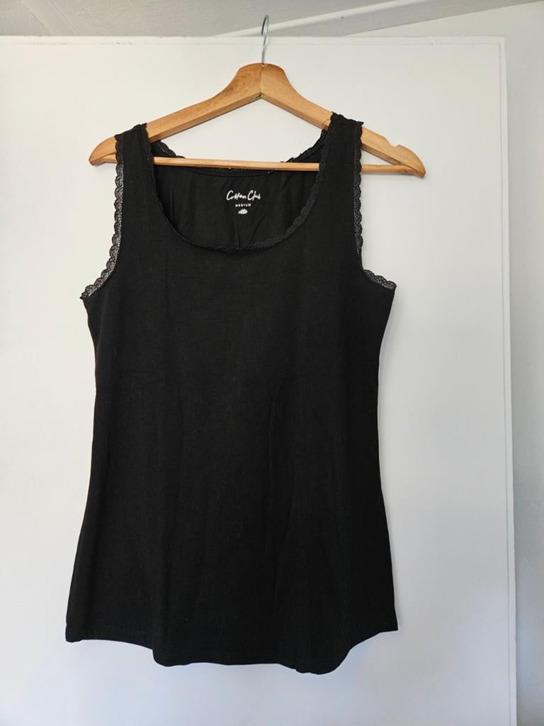 Dames soft basic singlet zwart cotton club maat M, Kleding | Dames, Tops, Ophalen of Verzenden, Zo goed als nieuw, Zwart, Zonder mouw
