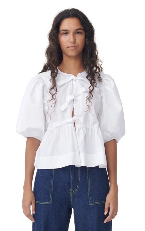 Ganni peplum bow top (nieuw!), Verzenden, Wit, Ganni, Nieuw