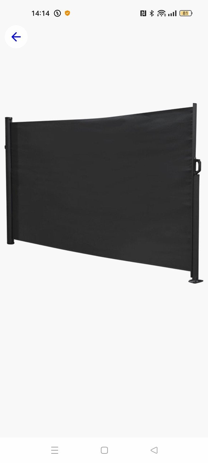 Nieuw uittrekbaar windscherm zwart 160x300cm, Ophalen, Nieuw