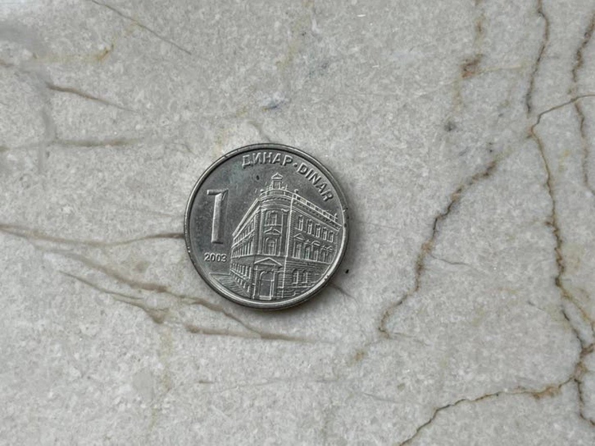 Servische munt van 1 dinar uit 2003, Ophalen of Verzenden, Overige landen