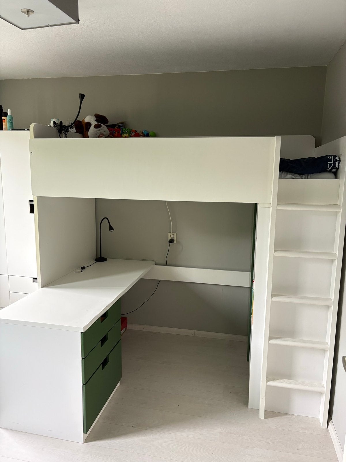 Hoogslaper met bureau, kast en lades - Ideaal voor kinderkam, Ophalen, 85 tot 100 cm, Gebruikt, Hoogslaper of Stapelbed