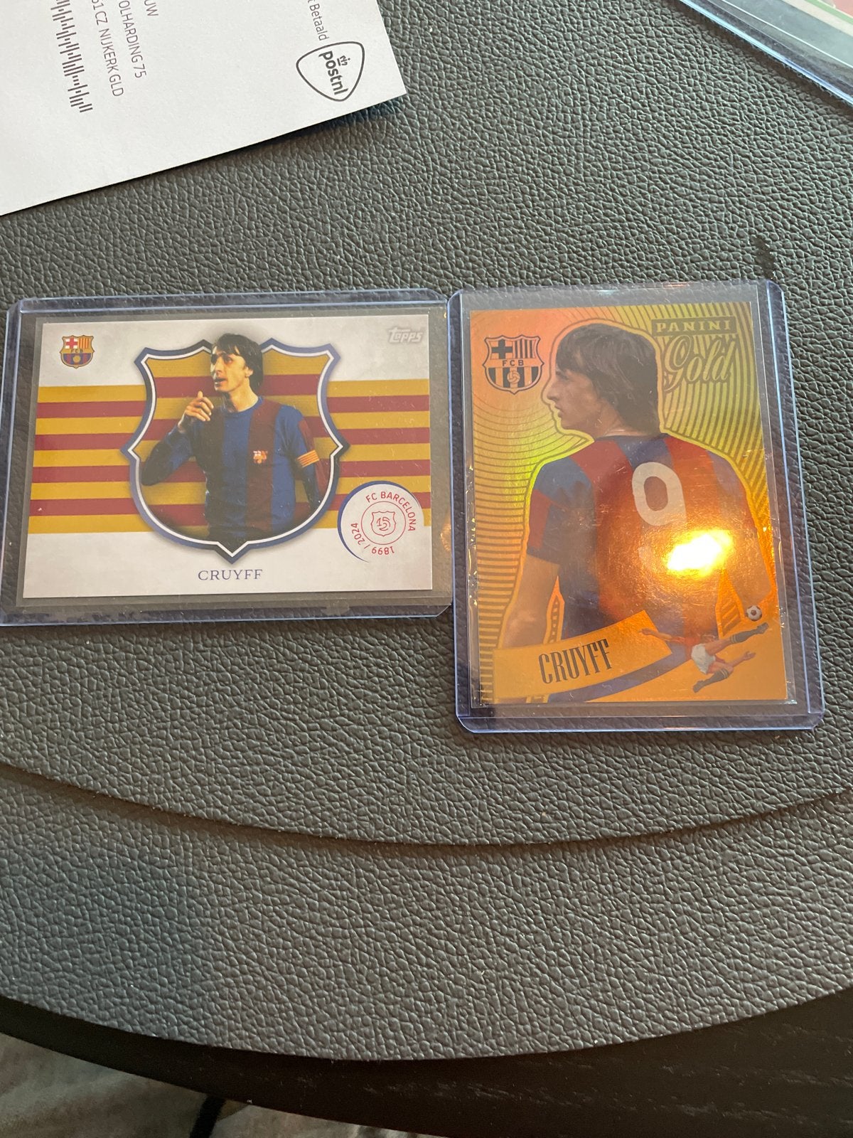 Johan Cruijff FC Barcelona Panini Gold Spelerskaarten, Ophalen of Verzenden, Zo goed als nieuw, Buitenlandse clubs, Spelerskaart