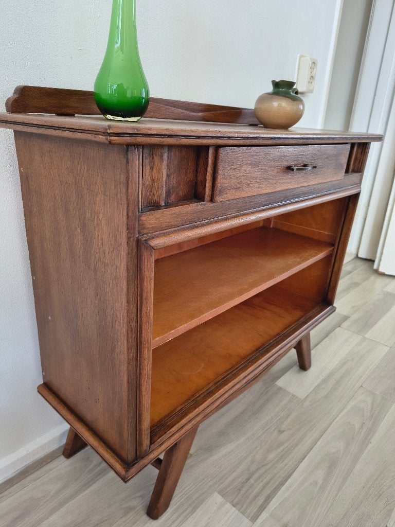 Vintage dressoir of boekenkastje | mid-century stijl, Met plank(en), Zo goed als nieuw, Onbekend, 25 tot 50 cm
