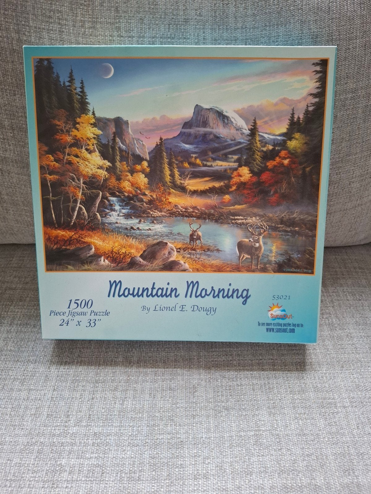 Mountain Morning legpuzzel 1500 stukjes SunSout, Hobby en Vrije tijd, Ophalen of Verzenden, 500 t/m 1500 stukjes, Zo goed als nieuw