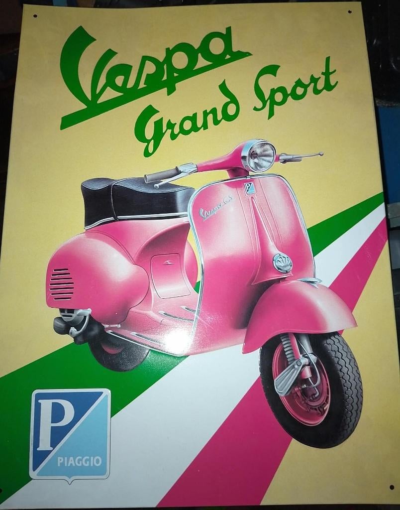 Wandbord ijzer Vespa, Verzenden, Gebruikt, Reclamebord