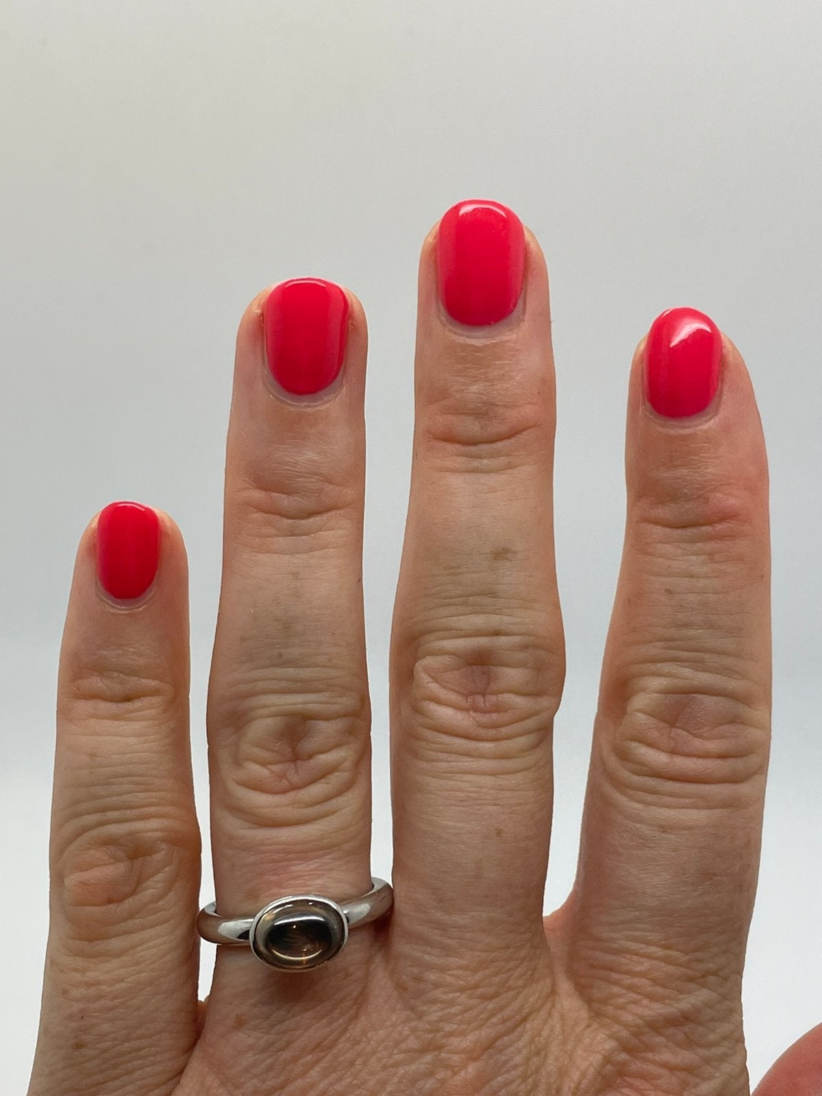 E770 Prachtige zilveren ring met ovale steen maat 17,75, Ophalen of Verzenden, X, Dame, Zilver