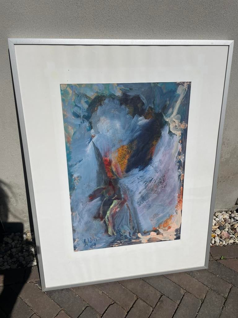 Abstract schilderij gesigneerd  66x51 cm., Ophalen