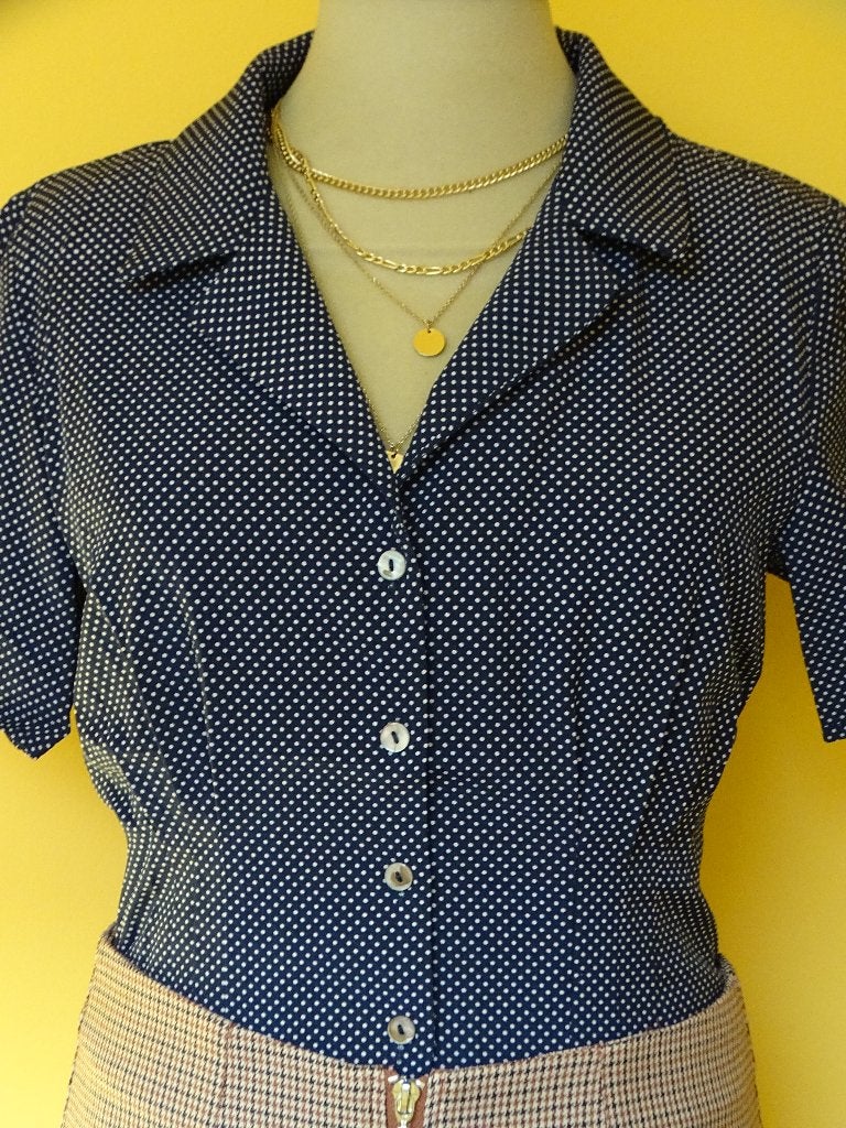 Banned blouse stippen marineblauw maat M, Maat 38/40 (M), Blauw, Nieuw, Ophalen of Verzenden