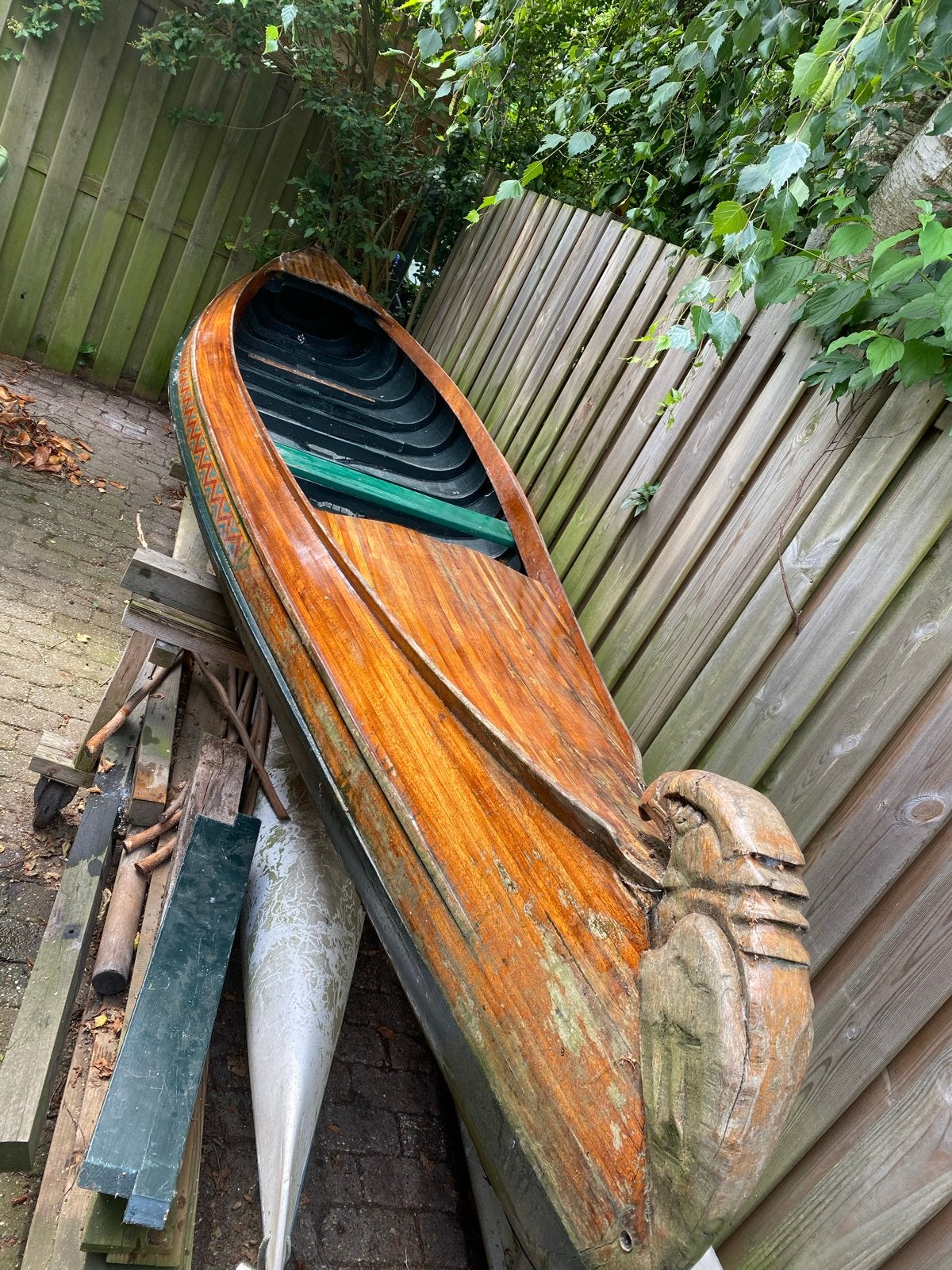 Zelfgemaakte mahonie Canadese kano - project voor hobbyist, Watersport en Boten, Ophalen of Verzenden, Gebruikt, Drie personen of meer
