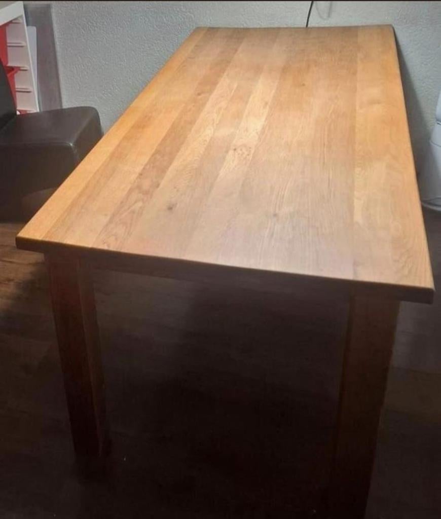 Massief eiken eettafel - 200 x 88 cm, Huis en Inrichting, Tafels | Eettafels, Gebruikt, 50 tot 100 cm, 200 cm of meer, Rechthoekig