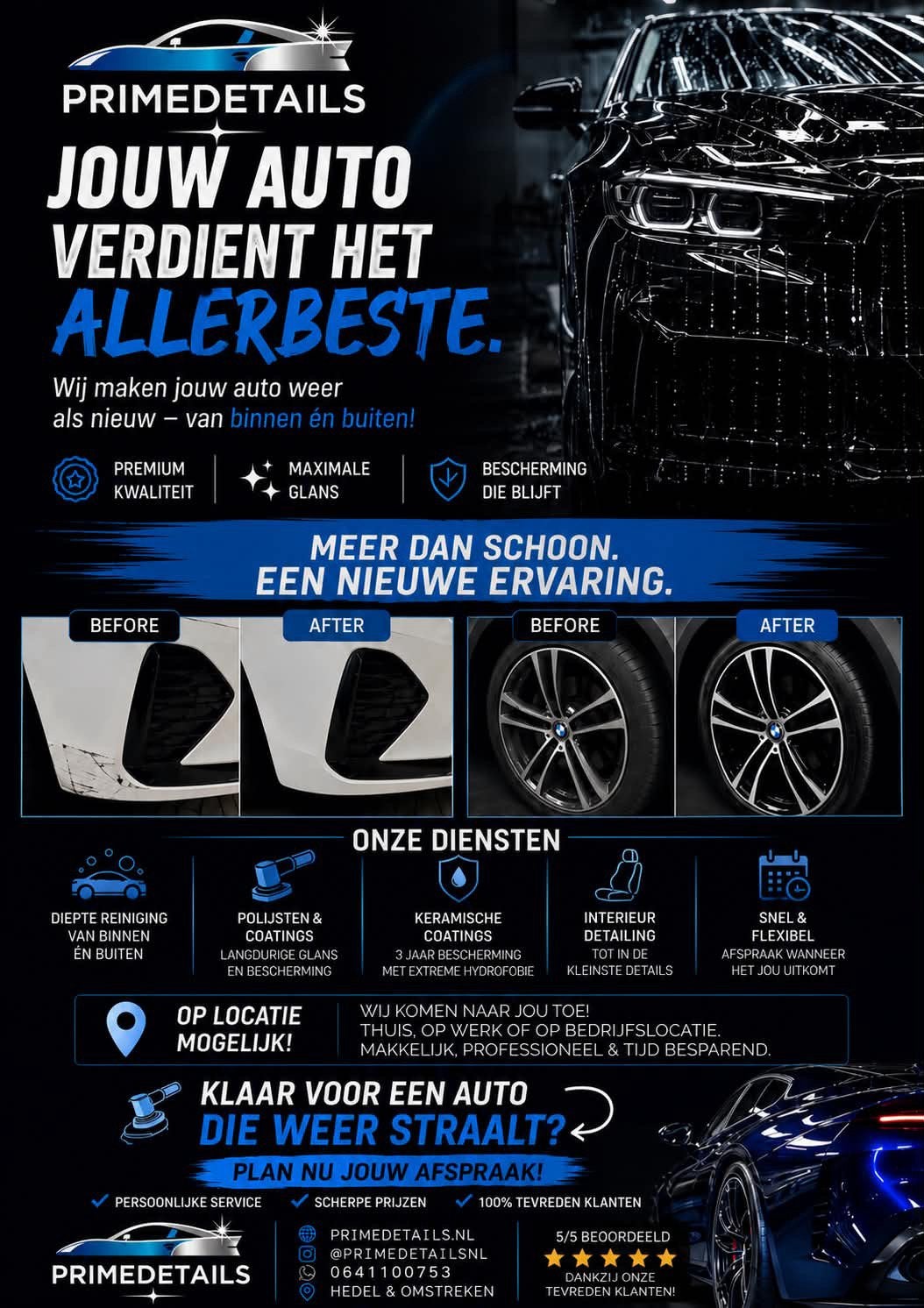 Professioneel autopoetbedrijf - detailing op locatie!, Diensten en Vakmensen, Auto en Motor | Poetsers en Wassers, Komt aan huis