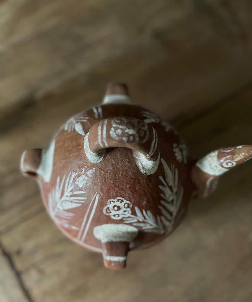 Vintage Peruaanse ondersteboven kan Chicha kan terracotta, Ophalen of Verzenden