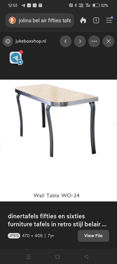 Jolina Bel Air fifties Wall Table, Verzenden, Gebruikt, Rechthoekig, 50 tot 100 cm