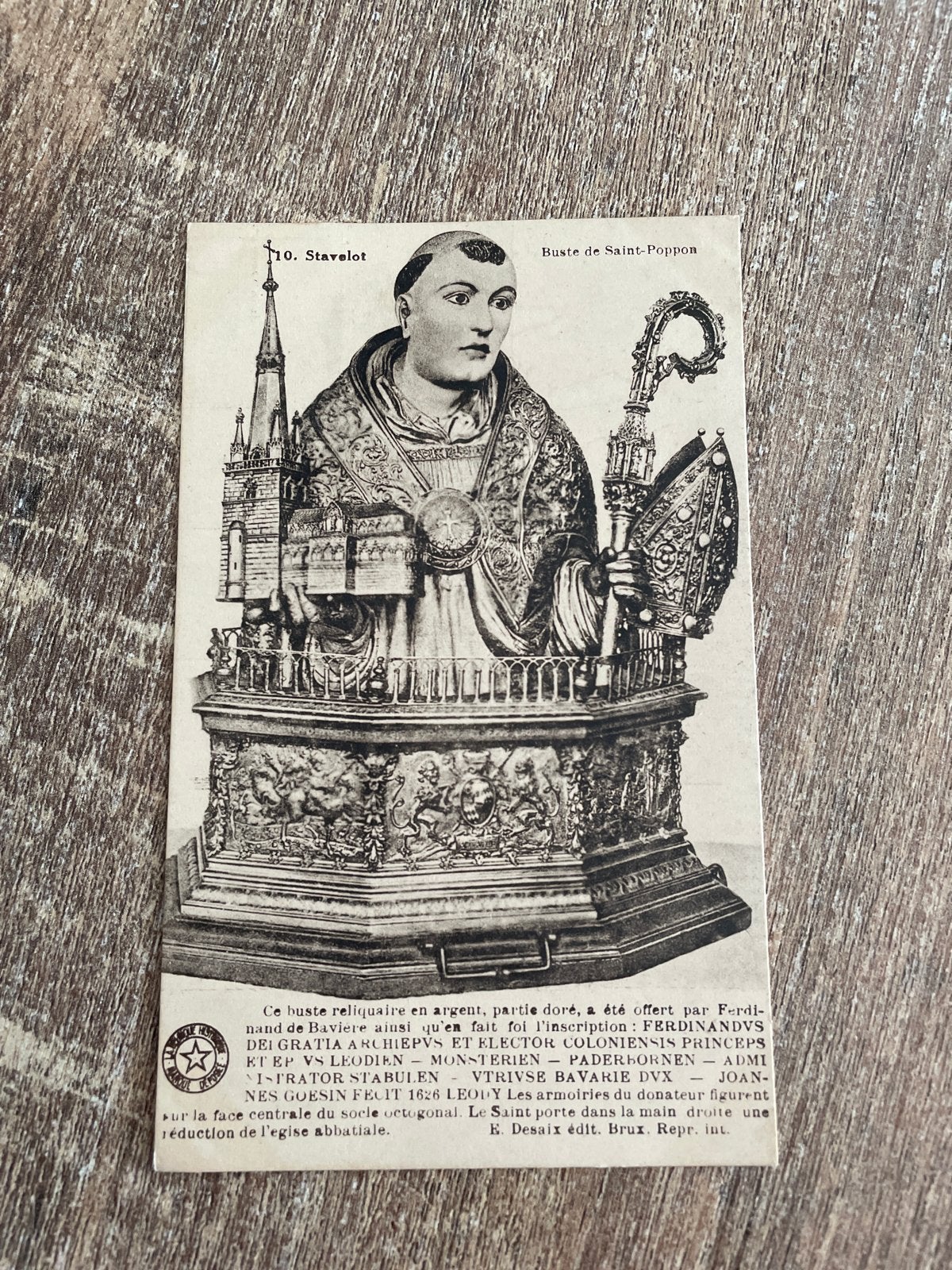 Oude prentbriefkaart: Buste van Sint-Poppo, Stavelot, Ophalen of Verzenden, Gelopen, Luik
