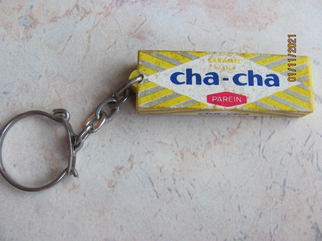 VINTAGE reclame CHA-CHA Parein koek SLEUTELHANGER 60 70 IZGS, Ophalen of Verzenden, Gebruikt