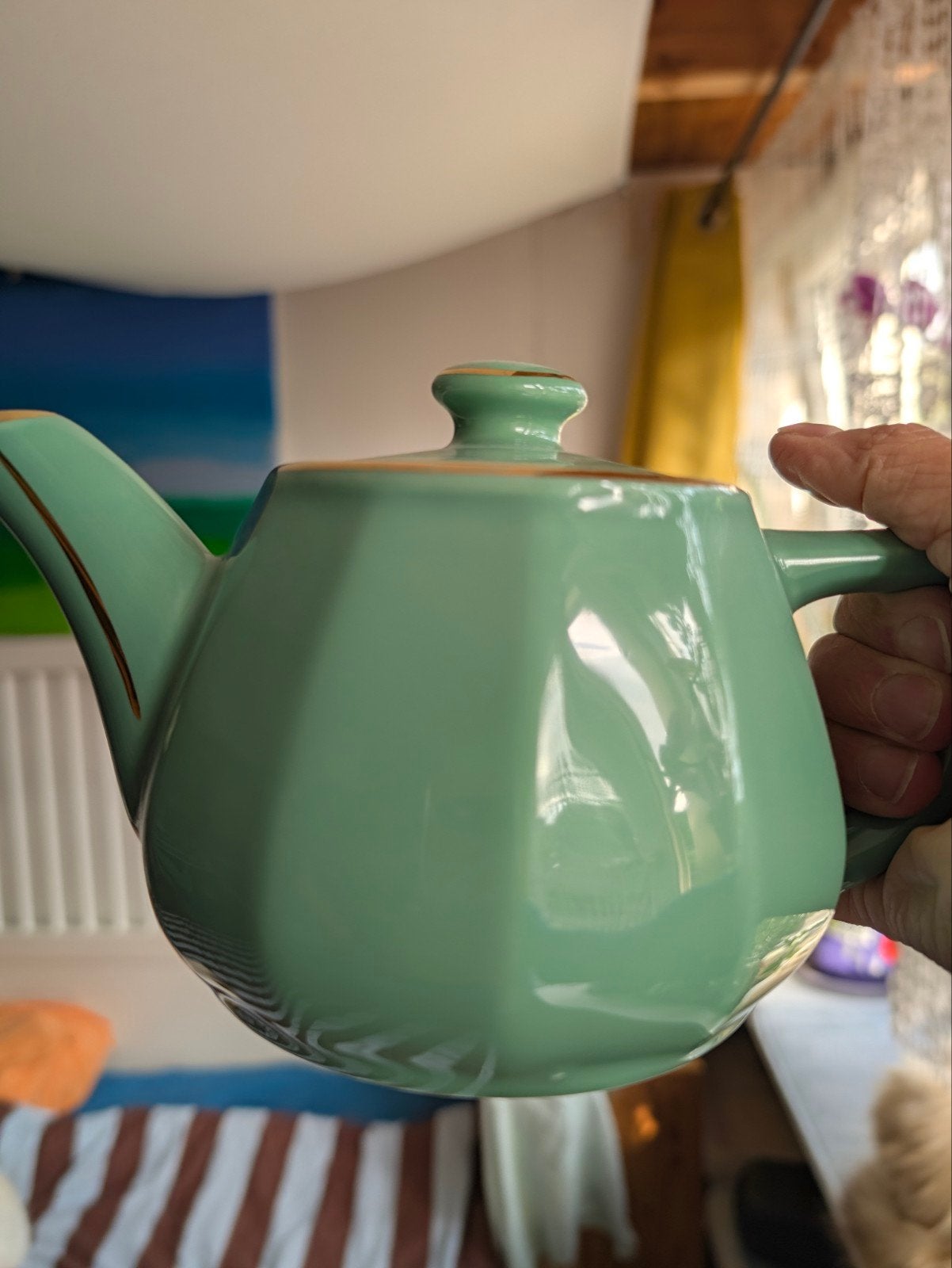 apilco Flora Deshoulieres thee koffiepotje mint, Ophalen of Verzenden, Zo goed als nieuw, Porselein, Kop en/of schotel