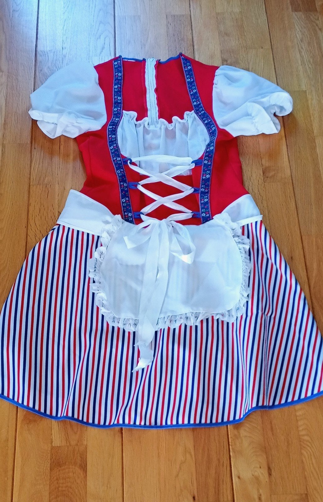 Rood-wit-blauwe jurk met schortje - Carnaval/Themafeest, Ophalen of Verzenden