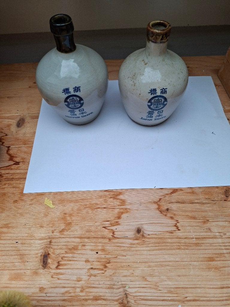 Set vintage Japanse Shoyu / sojasaus flessen (steengoed), Ophalen of Verzenden