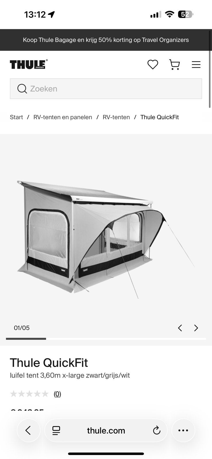 Thule QuickFit 3,60 m, Ophalen, Gebruikt