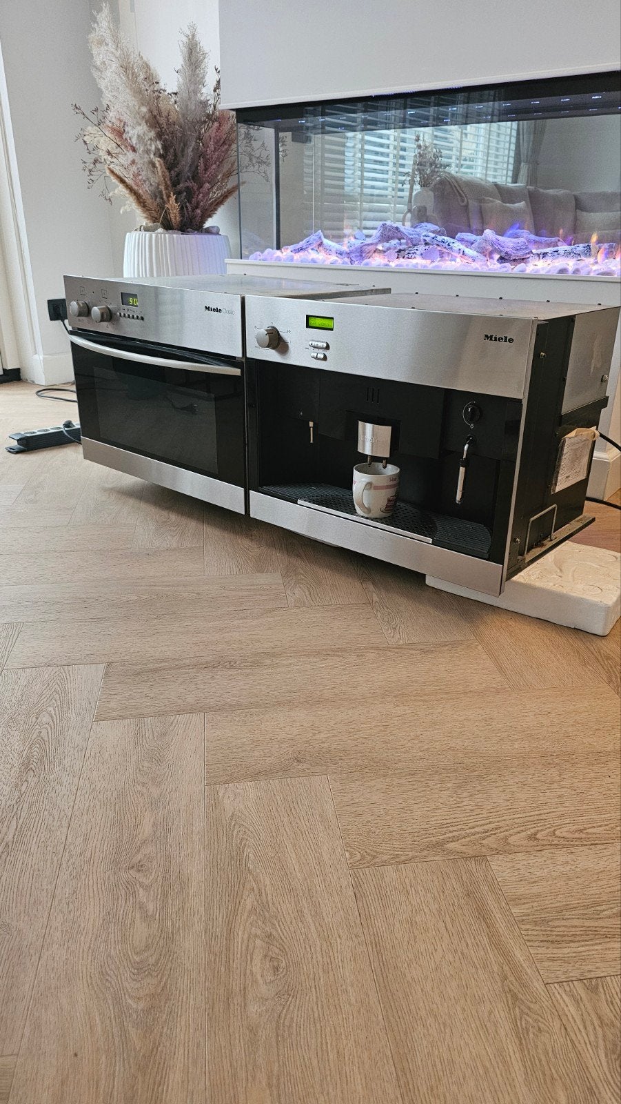 Luxe Miele combi oven magnetron en koffiemachine, Gebruikt, Hete lucht, Ophalen of Verzenden, Inbouw