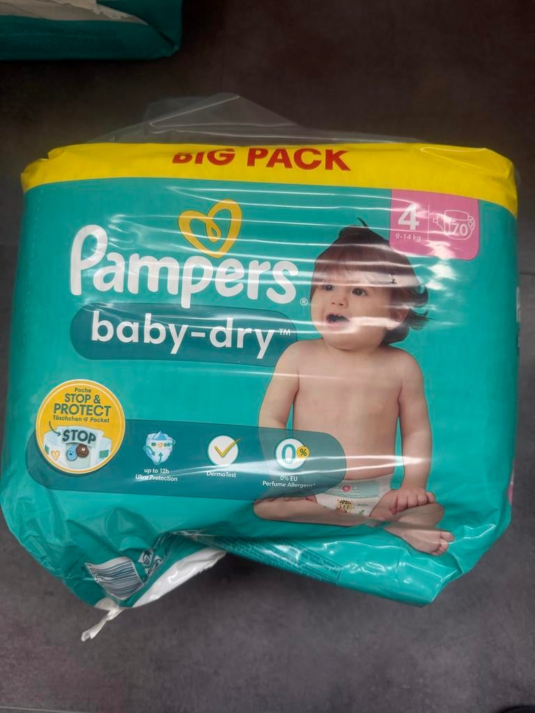 Pampers Baby-Dry Big Pack Maat 4 (9-14 kg) - 70 luiers, Ophalen of Verzenden, Nieuw