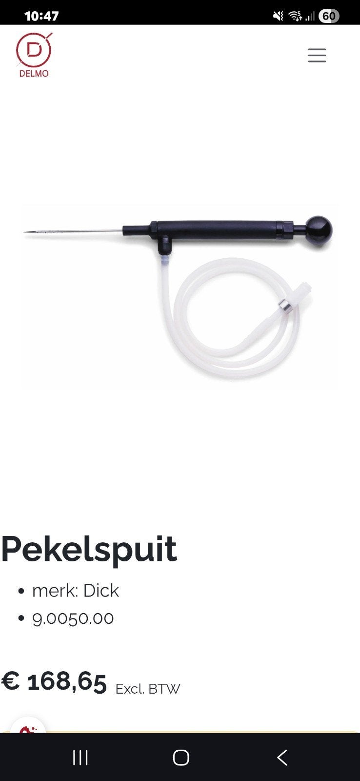 F.Dick Pekel Injector - Gelegeerd Staal - Ongebruikt, Huis en Inrichting, Ophalen of Verzenden, Nieuw