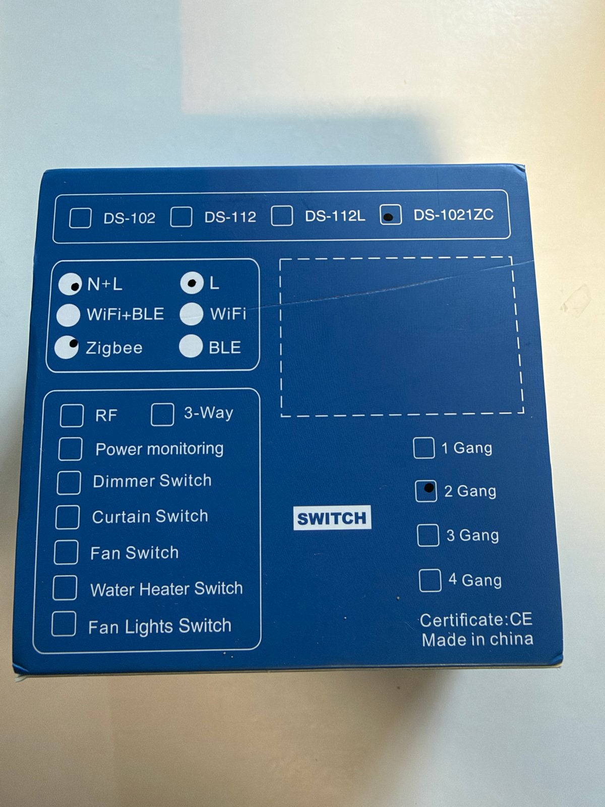 Nieuwe Smart Zigbee Schakelaar - 2 Gang - DS-1021ZC, Doe-het-zelf en Verbouw, Elektra en Kabels, Ophalen of Verzenden, Nieuw, Overige merken
