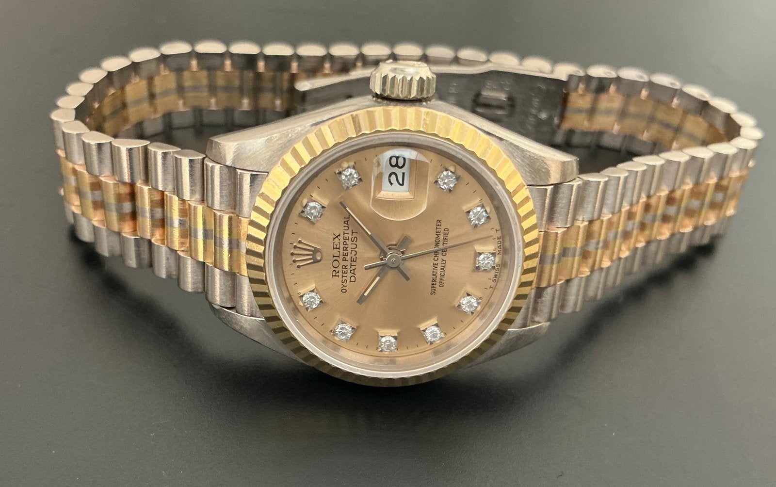 Rolex datejust 18 karaat goud 3 kleuren tridor ref 69179, Ophalen, Rolex, Polshorloge, Zo goed als nieuw
