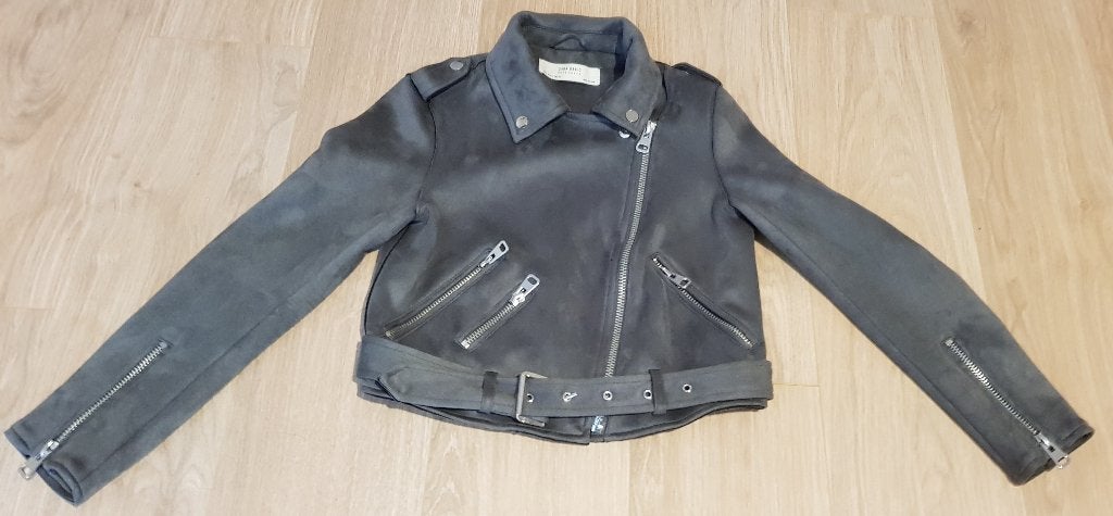 Zara cropped biker jasje grijs maat s 36 jack jassen jas, Verzenden, Zara, Zo goed als nieuw, Jasje
