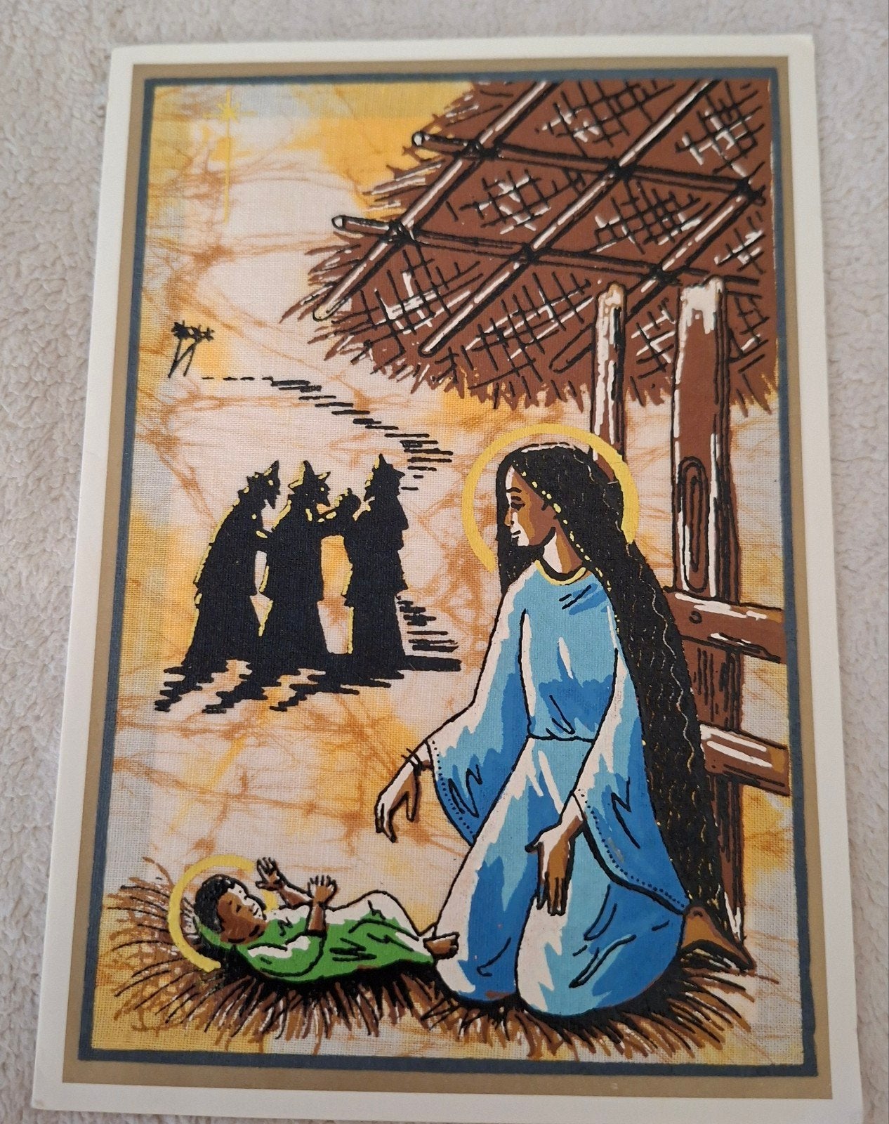 religie kerst maria kindje 3koningen batik Sri lanka kaart, Ophalen of Verzenden, Nieuw
