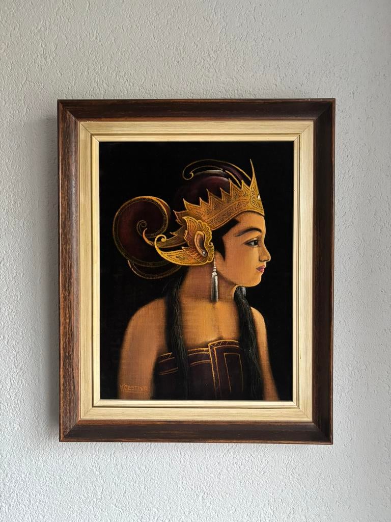 Schilderij Indonesische dame, Antiek en Kunst, Kunst | Schilderijen | Klassiek, Ophalen