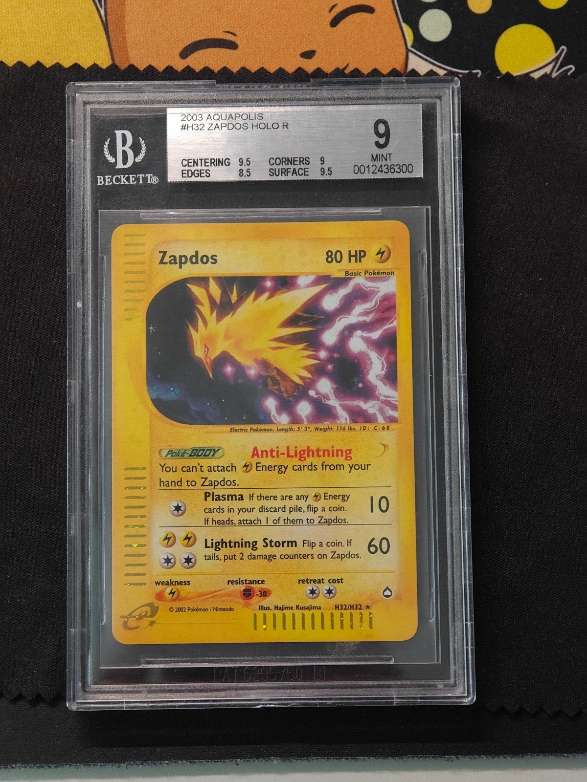 Zapdos H32 Holo aquapolis BGS 9 slab PSA, Ophalen, Zo goed als nieuw