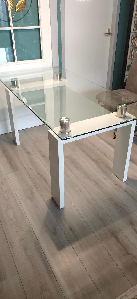 Eettafel Eline, Huis en Inrichting, Tafels | Eettafels, Ophalen, Glas, 50 tot 100 cm, Zo goed als nieuw