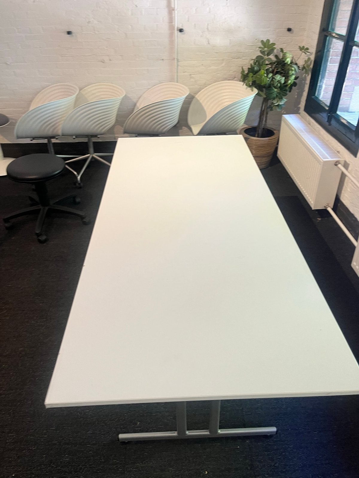 Witte vergadertafel / bureau - 180x80 cm, Ophalen, Gebruikt, 50 tot 100 cm, 150 tot 200 cm