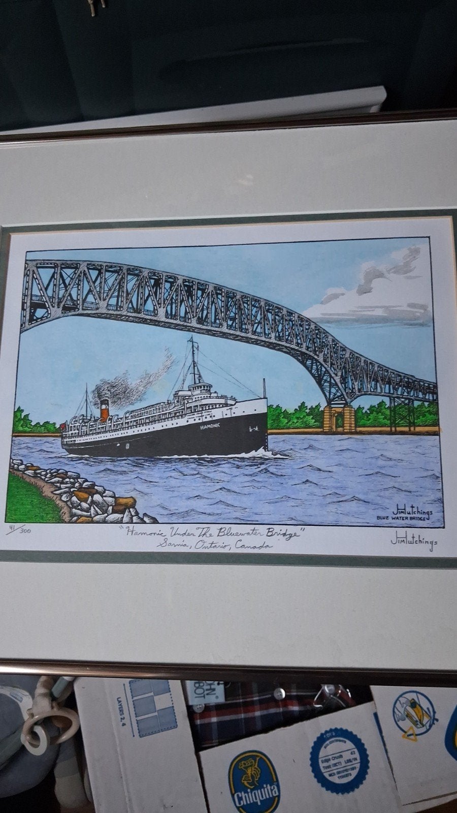 schilderij met een boot er op van vroegere type, Ophalen of Verzenden, Zo goed als nieuw, Hout